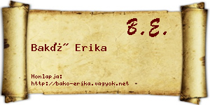 Bakó Erika névjegykártya